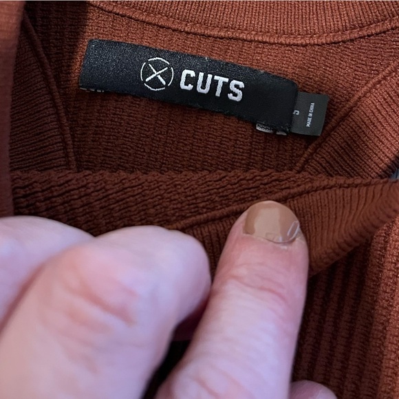 CUTS Women’s Ribbed Cropped Tank Top – Rust Brown – Size S - Picture 7 of 9